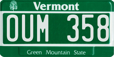 VT license plate OUM358