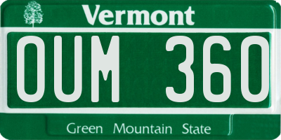 VT license plate OUM360