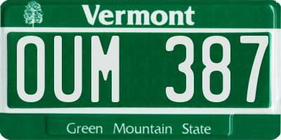 VT license plate OUM387