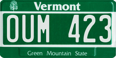 VT license plate OUM423