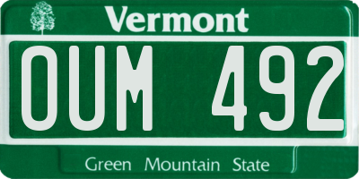 VT license plate OUM492