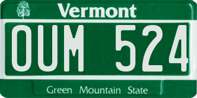 VT license plate OUM524