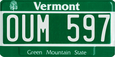 VT license plate OUM597