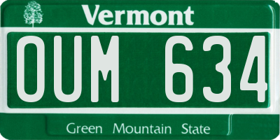 VT license plate OUM634