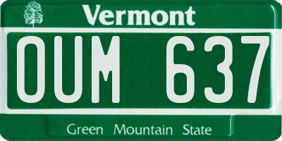 VT license plate OUM637