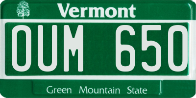 VT license plate OUM650