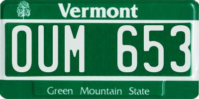 VT license plate OUM653