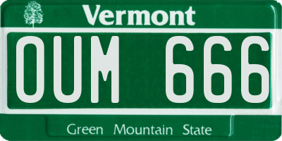 VT license plate OUM666