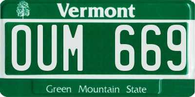 VT license plate OUM669