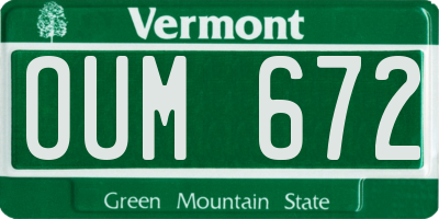 VT license plate OUM672