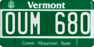 VT license plate OUM680