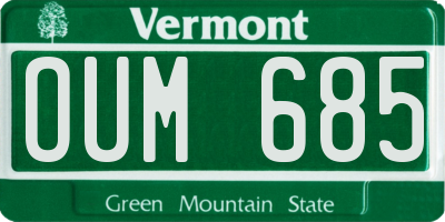 VT license plate OUM685