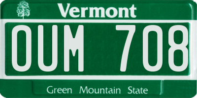 VT license plate OUM708