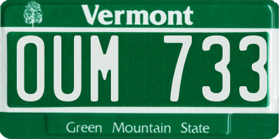 VT license plate OUM733