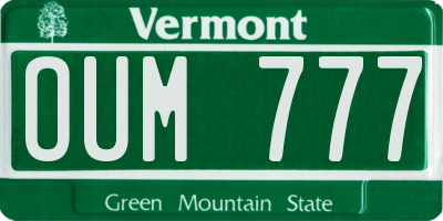 VT license plate OUM777