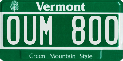 VT license plate OUM800