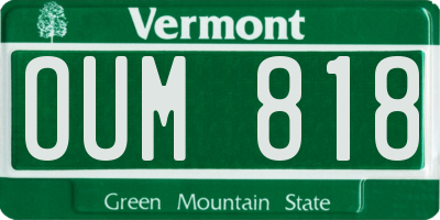 VT license plate OUM818