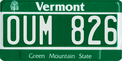 VT license plate OUM826
