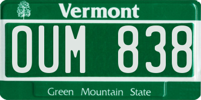 VT license plate OUM838