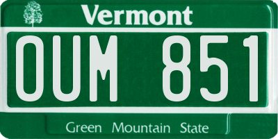 VT license plate OUM851