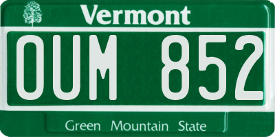 VT license plate OUM852