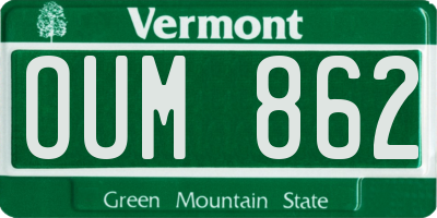 VT license plate OUM862