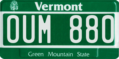 VT license plate OUM880