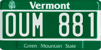 VT license plate OUM881