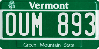VT license plate OUM893