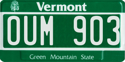 VT license plate OUM903