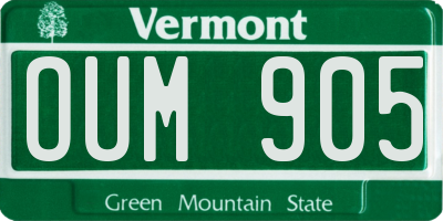 VT license plate OUM905