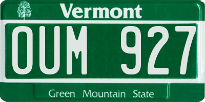 VT license plate OUM927