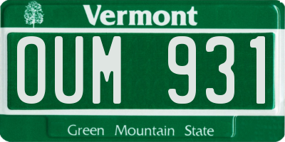 VT license plate OUM931
