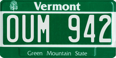 VT license plate OUM942