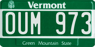 VT license plate OUM973
