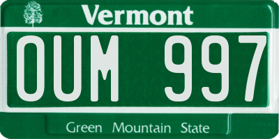 VT license plate OUM997