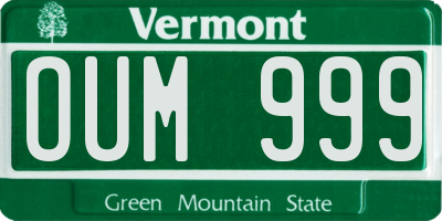 VT license plate OUM999