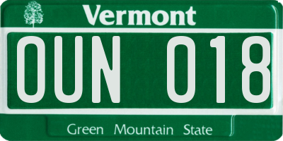 VT license plate OUN018