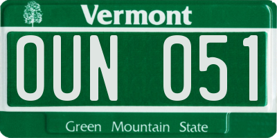 VT license plate OUN051