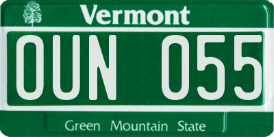VT license plate OUN055