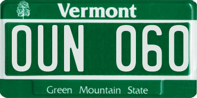 VT license plate OUN060