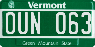 VT license plate OUN063