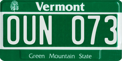 VT license plate OUN073