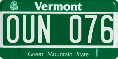 VT license plate OUN076
