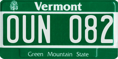 VT license plate OUN082