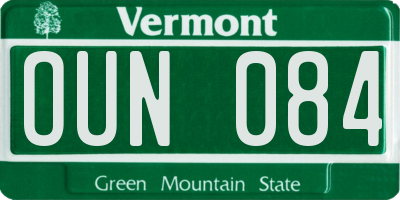 VT license plate OUN084