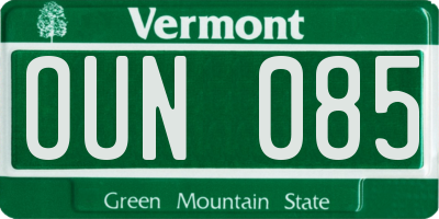 VT license plate OUN085