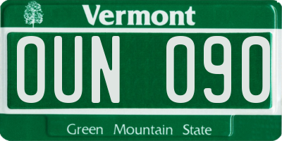 VT license plate OUN090