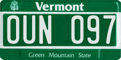 VT license plate OUN097