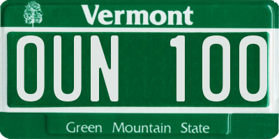 VT license plate OUN100